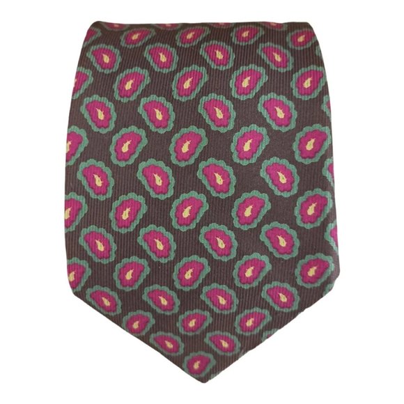 FRANCO BASSI Brown Paisley Silk Tie ITALY 61"/ 3.6" EC - Picture 1 of 6